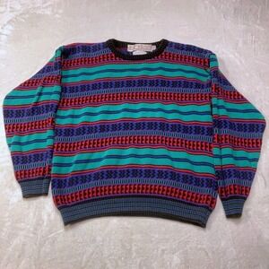 80s Vtg Made in Scotland Abstract Vibrant Colorful Fair‎ Isle Knit Sweater